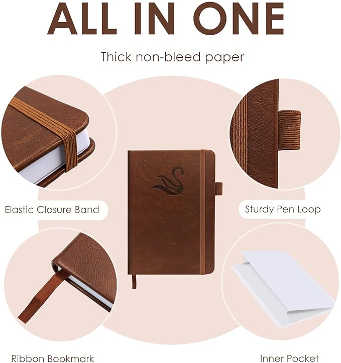 Elegant Password Book with Alphabetical Tabs - Hardcover Password Book for Internet Website Address Login - 5.2" x 7.6" Password Keeper and Organizer w/Notes Section & Back Pocket(Brown)