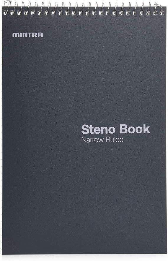 Mintra Office Steno Books (Poly Steno 8pk (Arctic Ice, Green Olive, Charcoal), Narrow Ruled)