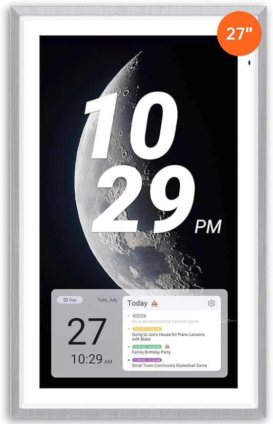 ApoloSign 27" Digital Calendar: Dual Mode Calendars with Google Play & Multi-calendar Sync, Electronic Planner & Chore Chart, Smart Touchscreen, Interactive Display for Family Schedule(Gray, 27-inch)