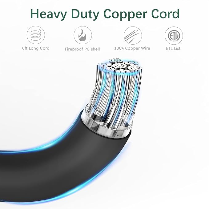 Power Strip 23 in 1, 20 Outlets Surge Protector Wall Mount with 2 USB+1 USB C Ports, Multi Plug Extension Cord 6ft Heavy Duty, Accessories for Gaming, Studio, Home, Office, Desk Organizers