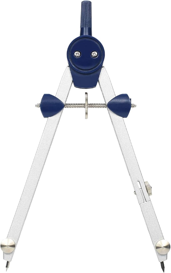 Drawing 9Pc Geometry Set Metal Compass, Geometry Precision Tool for Student, Circle Drawing Tool and Architecture, Drafting Kits for Engineer with Shatterproof Storage Box (Blue)