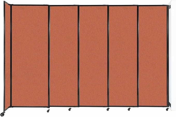 Wall-Mounted Sliding StraightWall Room Divider | Adjustable Widths | Locking Wheels | Room Separator | Up to 11'3" Wide x 7'6" Tall Papaya Fabric Panels