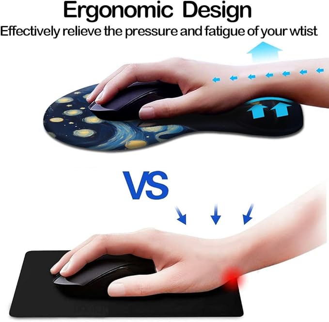 Ergonomic Mouse Pad with Wrist Support,Mouse Pad with Wrist Rest and Coaster Set,Office Supplies Non-Slip Mouse Pads for Desk, Non-Slip Comfortable,Cute Black Cat
