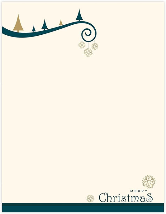 easykart labels Christmas Stationery Paper Letterhead Sheets 60 Pack Holiday Xmas Theme Design For Writing Letters Computer Office Notes & Printing Supplies Size 8.5" X 11"
