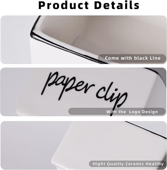 ONTUBE Farmhouse Paper Clip Holders Dispenser Organizer for Desk 3 Inch White