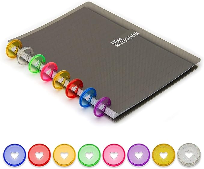 33pcs Planner Discs for Discbound Notebook Accessories 0.94 inch Binder Rings Heart Expansion Disc Binding Discs(33pcs Heart Clear Mixed 0.94 inch/24 mm)