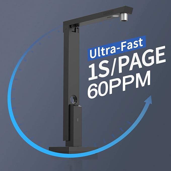 CZUR Portable 12MP Document Scanner, USB Document Camera, Fast Scan 1s/Page, Capture Size A4, OCR Function, Travel-Friendly Mobile Scanner for Mac & Windows, Lens1200 Pro (Not for Books)