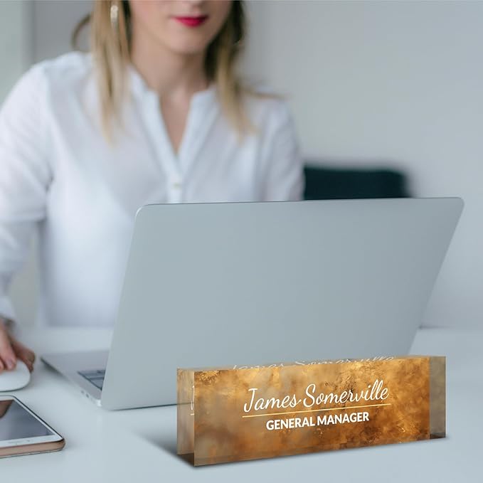 Desk Name Plate Personalized, Custom Name Plate for Desk, Acrylic Desktop Accessories, Office Gift & Decor for Women Men, Teacher Nurse Boss Employee Appreciation Gifts