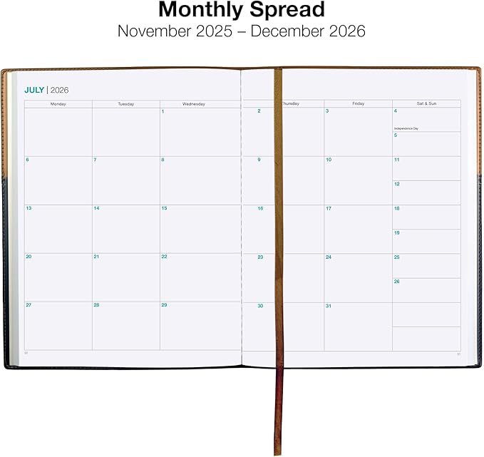2026 Planner Calendar, 8"x10" : Includes 14 Months (November 2025 - December 2026) / 2026 Weekly Planner/Weekly Agenda/Monthly Calendar Organizer (Brown/Black)