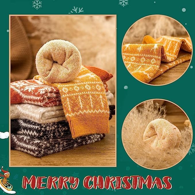 ICEIVY 5 Pair Fuzzy Cozy Socks for Women - Warm Comfy Soft Casual Home Sleep Winter Wool Socks - Gifts for Women