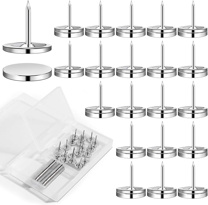 rhinocats Magnetic Push Pins, 30 Sets Magnet Thumbtack for Wall Bulletin Board Strong Decorative Pushpins Clip for Map Picture Hanging Kit Poster Holder