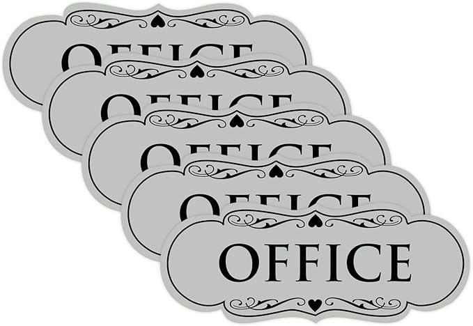 All Quality Designer Office Sign | Easy Installation - Lt Gray - Small (5 Pack)