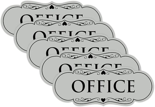 All Quality Designer Office Sign | Easy Installation - Lt Gray - Medium (5 Pack)
