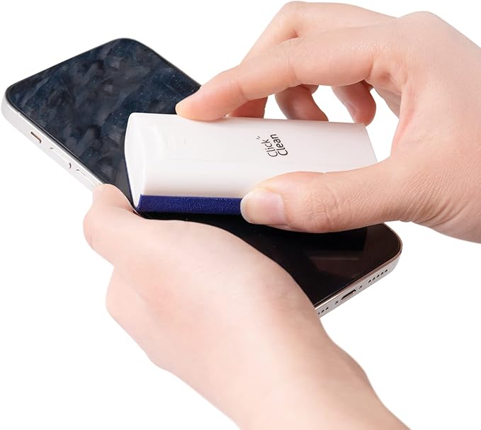 CLICK CLEAN Screen Cleaner, Fingerprint Proof Screen Cleaner Spray, All-in-One Cleaner with Microfiber, Shell and Phone Stand for All Phones, Laptop and Tablet Screens (Dark Blue)