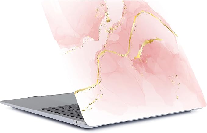 Case Compatible with MacBook Air 13 inch (Models: A1369 & A1466, Older Version 2010-2017), 2 in 1 Plastic Hard Shell Protective Case Cover & Keyboard Protector - Pink Marble