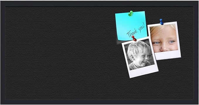 PinPix 36x18 Inch Cork Bulletin Board. This Decorative Framed Pin Board Comes with Solid Black Design and a Satin Black Frame. Ideal for Home Office Decor or Message Board (PinPix-622)