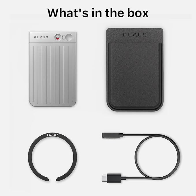 AI Voice Recorder, Note Voice Recorder w/Case, App Control, Transcribe & Summarize with AI Technology, Support 112 Languages, 64GB Memory, Audio Recorder for Lectures, Meetings, Calls, Silver