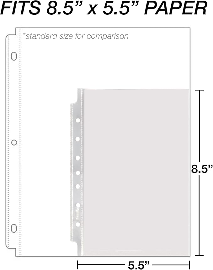 Samsill Mini Sheet Protectors 200 Pack, 5.5 x 8.5 Inch Page Protectors for Mini 3 Ring Binder, Heavy Duty, Clear Protector Sheets, 7 Hole, Top Loading, Acid Free