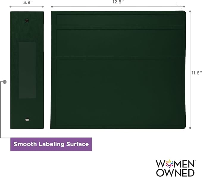 Carstens 4-Inch Heavy Duty 3-Ring Binder - Side Opening, Forest Green, Durable Plastic, Precision No-Gap Rings, Waterproof Cover, No Pockets, Holds 600 US Letter Sheets, BPA-Free Made in USA (1850-3R)