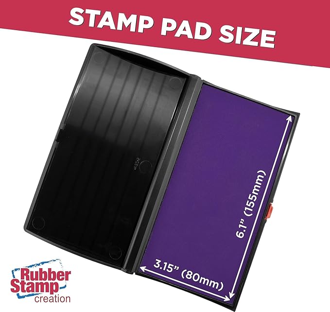 Large Premium Purple Ink Stamp Pad - 3" by 6" - Quality Felt Pad - Case with Closing snap