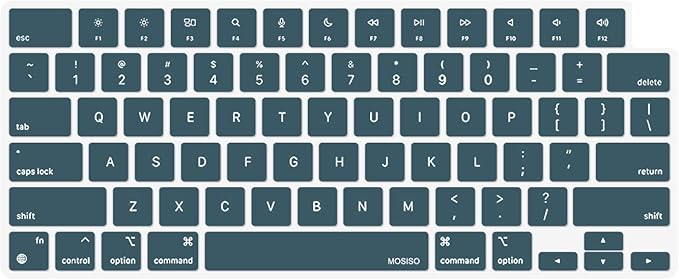 MOSISO Keyboard Cover Skin Compatible with MacBook Air 15 inch M3 A3114 M2 A2941/Air 13.6 A3113 A2681/Pro 14/16 M4 M3 M2 M1, Deep Teal