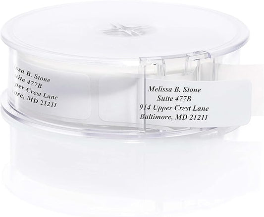White Personalized Return Address Labels with Elegant Dispenser - Roll of 250 Custom Stickers