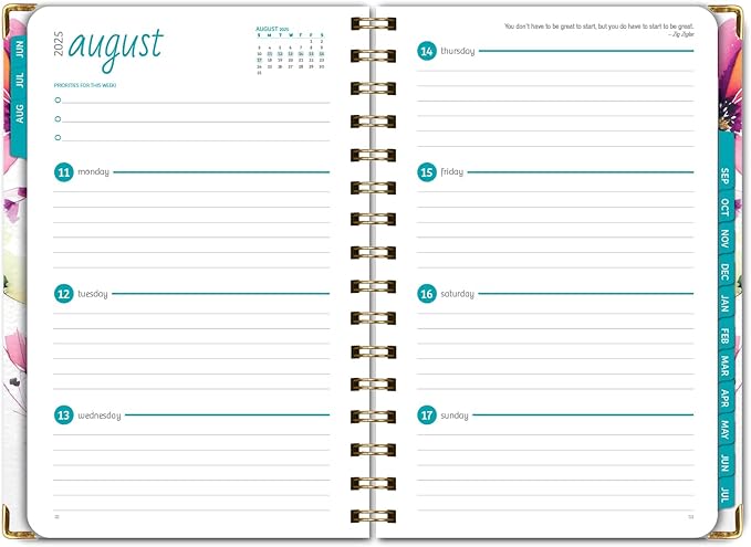 HARDCOVER Academic Year 2025-2026 Planner: (June 2025 Through July 2026) 5.5"x8" Daily Weekly Monthly Planner Yearly Agenda. Bookmark, Pocket Folder and Sticky Note Set (Rainbow Floral)