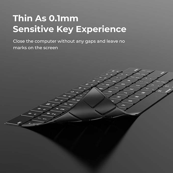 EooCoo Premium Keyboard Cover Skin Ultra Thin Protector, Compatible with M5 MacBook Pro 14" 16" M4 M3 M2 M1 Pro Max Chip, 2025-2021 MacBook Air 15" 13.6" M4 M3 M2 Chip, Black