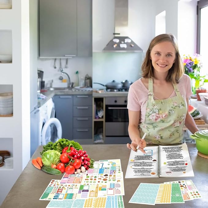 1700+ Planner Stickers Book, 24 Sheets Waterproof Repositionable Stickers for Journal, Bullet Planner, Scrapbook & Calendar, Functional Decorative Sticker Set & Gift (Dietary Arrangements)