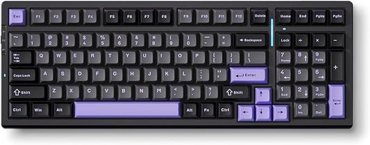 G98 PRO Wireless Mechanical Keyboard, Tri-Mode Connection Gaming Keyboard, Hot Swappable Custom Gasket Structure, Pre-lubed Linear Switches, Double Shot PBT Keycaps RGB LED Backlit Purple&Black