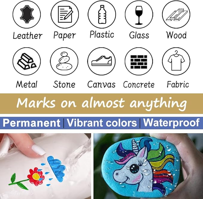 Overseas 48 Yellow Paint Pens Markers, Oil Based Permanent Markers Set - Quick Drying, Waterproof, Fade-Resistant, Medium Tip Paint Pens for Wood, Metal, Rock, Ceramic, Plastic, Canvas, Glass, Rubber