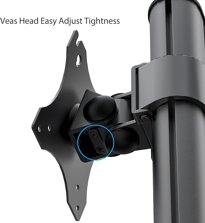 BEWISER Dual Monitor Stand Desk Mount- Vertical Heavy Duty Monitor Riser Fits Two 17 to 49 Inch Screen with Swivel, Tilt, Height Adjustable,weight capacity up to 33 lbs，BL200-B