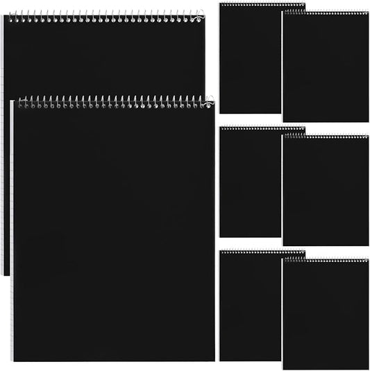 Faccito 6 Pack Top Steno Spiral Notebooks Bulk Top Bound Steno Pads Spiral Book11 x 8-1/2" 100 Sheets College Ruled Paper Notebooks for Office School University Work Supplies (Black)