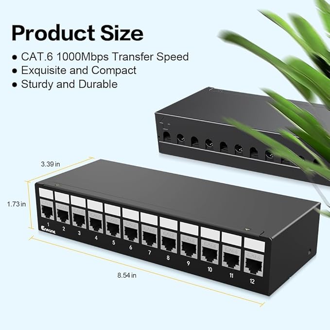 12 Port Patch Panel CAT6 Keystone Patch Panel (EC Listed) Network for Home/Office (1U 12Port, CAT6 Shielded)