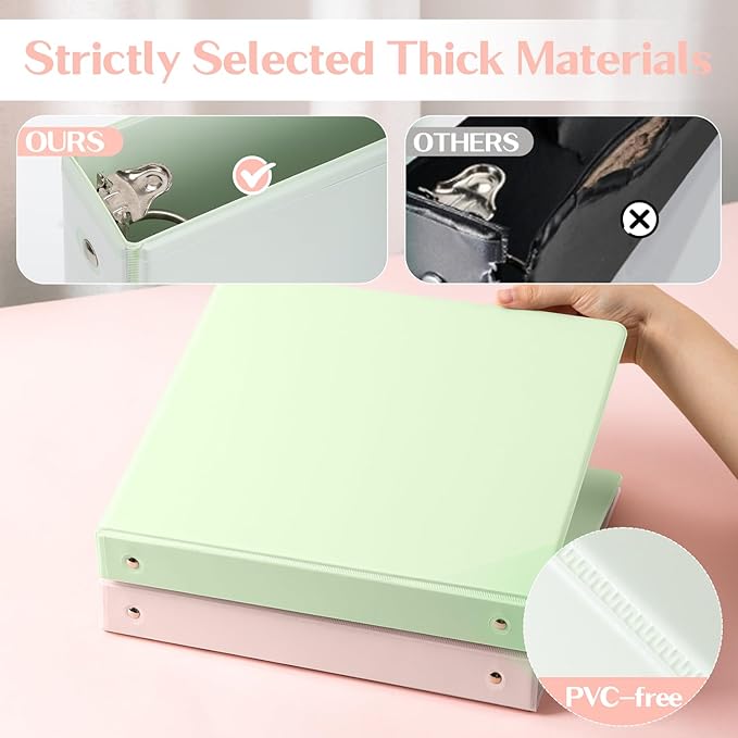 Deli 1-inch 3 Ring Binder with 2 Interior Pockets, 175 Sheets Capacity, 1 inch Binders fits 11" x 8.5" US Letter Size, Assorted 6 Pastel Colors, 6 Pack