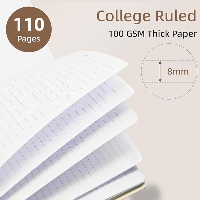 Cute Spiral Notebook journal A4 Aesthetic Pretty Design for Women Girls Kawaii with Pocket, 8.5 x 11 inch, Lined, Blue Leaves