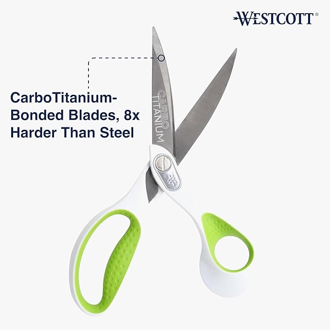 Westcott Heavy Duty CarboTitanium-Bonded 9" Bent Scissors - Durable Fabric Scissors with Ergonomic Handle and Titanium Bonding for Effortless Cutting Tasks