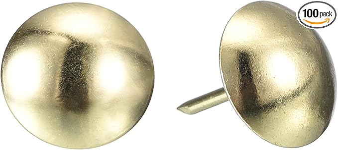 uxcell Upholstery Tack Nail Pins Furniture, 100Pcs 16x20mm Thumb Tack Pins Assortment Kit Carbon Steel for Home Sofa DIY Decorative Nail Heads Nails, Gold