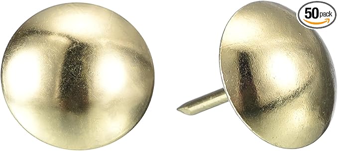 uxcell Upholstery Tack Nail Pins Furniture, 50Pcs 16x20mm Thumb Tack Pins Assortment Kit Carbon Steel for Home Sofa DIY Decorative Nail Heads Nails, Gold