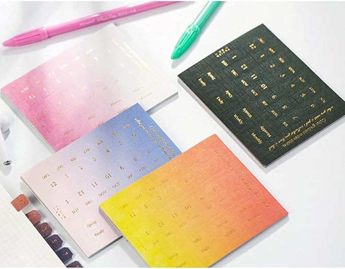 10 Sheets Self Adhesive Tabs Gradient Color Stickers Monthly Calendar Index Tabs for Planners, Journal, Notebook, Agendas and Organizers, Office Supplies (NEON) 88mm*110mm