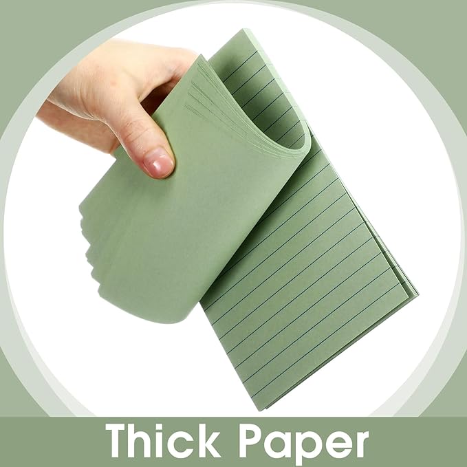 12 Pads Green Boho Sticky Notes 4x6 with Line, Lined Self Stick Notes Pads Boho Office Supplies, Vintage Aesthetic School Accessories 50 Sheets/pad