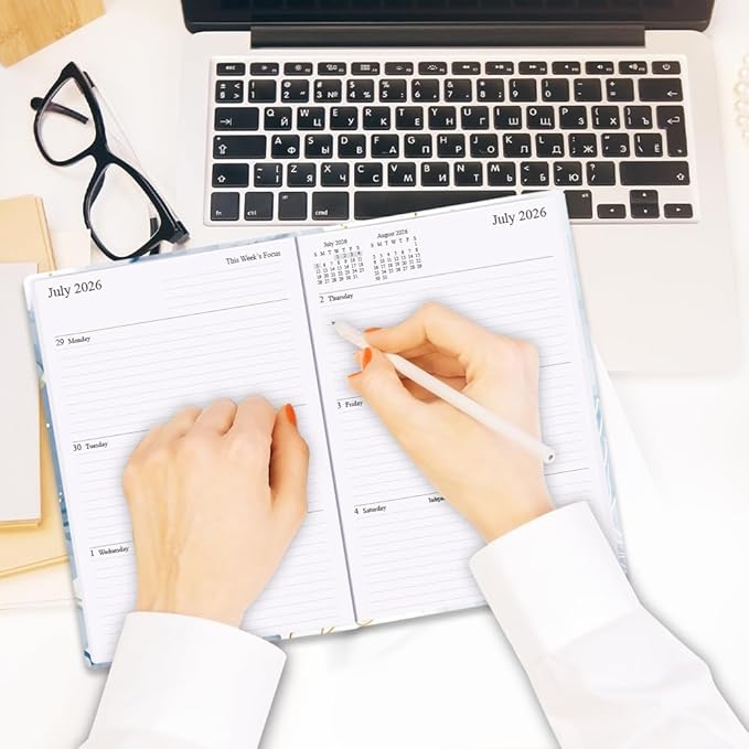 Planner 2026-2027 - 18 Months (Jan 2026 - Jun 2027) Agenda Planner 5.8" x 8.5", 2026-2027 Weekly & Monthly Planners with Hard Cover, Blue Watercolor