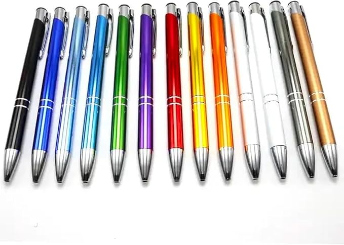 Stylish quality metal ballpoint Pens, black ink, soft writing experience (Multiple body colours (13 colours per pack))