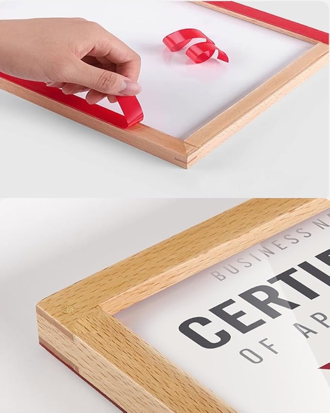 Wall Mount Acrylic Sign Holder Self Adhesive Magnetic Display Frame Clear Document Frame for Office, Store, School, Home, Wall Picture Frame (Beech A5 148×210mm/5.83×8.27inches)