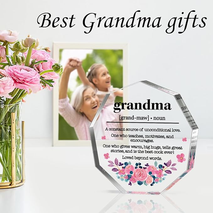 Grandma Gifts from Grandchildren Thank You Gift for Grandma Best Grandma Ever Birthday Christmas Gift for Grandmother Nana GiGi Great Grandma Gammy Grandma Definition Acrylic Decorative Signs Plaques