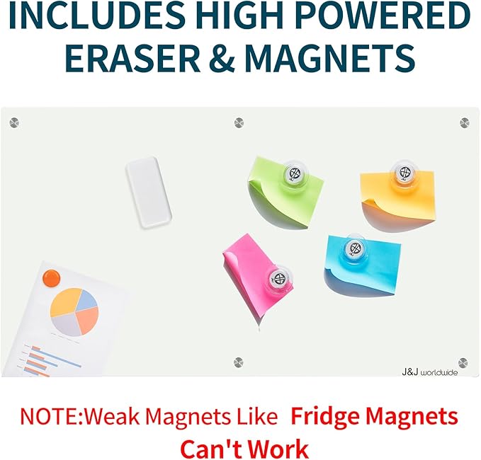 Magnetic Glass Whiteboard 6' x 3', Large Glass Dry Erase Board 70 x 35 Inches for Wall, Large White Board Frameless for Office Home & School