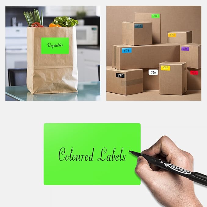 Rectangle Labels Sticker 3×5 Inch Vinyl Floor Stickers Color Coding Name Tags Roll Removable 200 PCS, Fluorescent Green