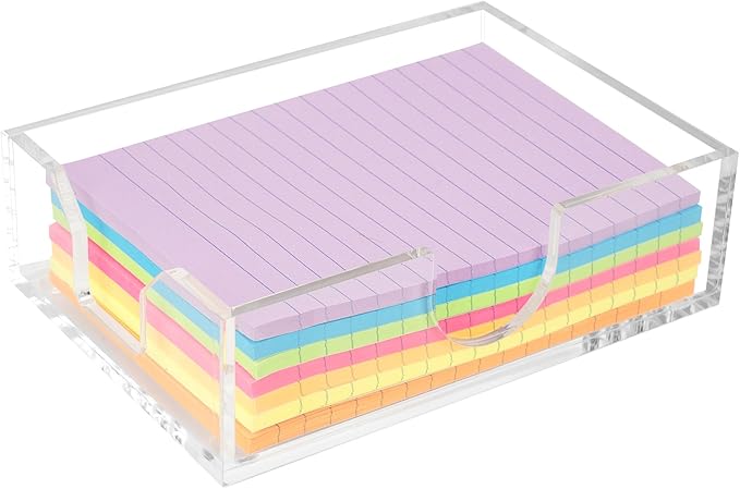 4x6 Acrylic Memo Holder with Sticky Notes for Desk , Clear Sticky Note Dispenser with Adhesive Notepad, 4x6 Acrylic Notepad Holder Desk Organizer for Office Home School (DP027)