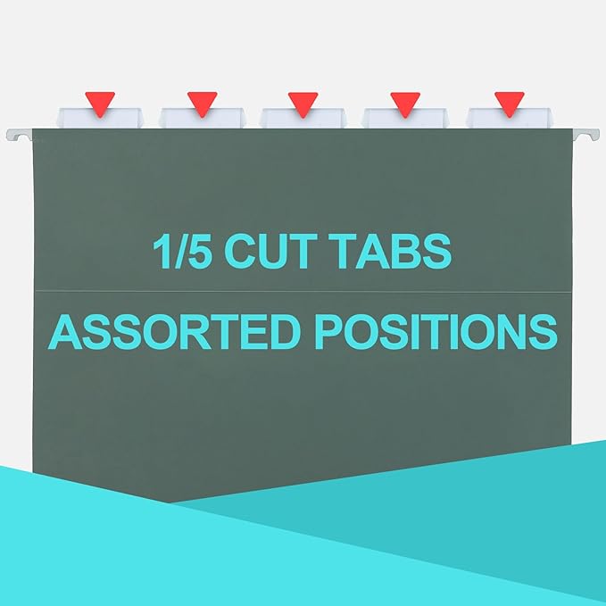 HERKKA Extra Capacity Hanging File Folders, 30 Pack Reinforced Letter Size Hanging Folders with Heavy Duty 0 Inch Expansion, Designed for Bulky Files, Green