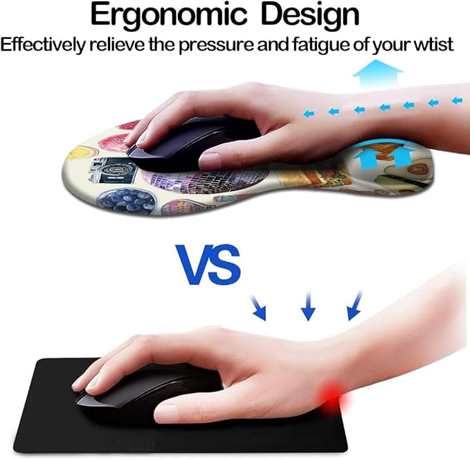 Ergonomic Mouse Pad with Wrist Support,Mouse Pad with Wrist Rest and Coaster Set,Office Supplies Non-Slip Mouse Pads for Desk, Non-Slip Comfortable,Pink Stickers